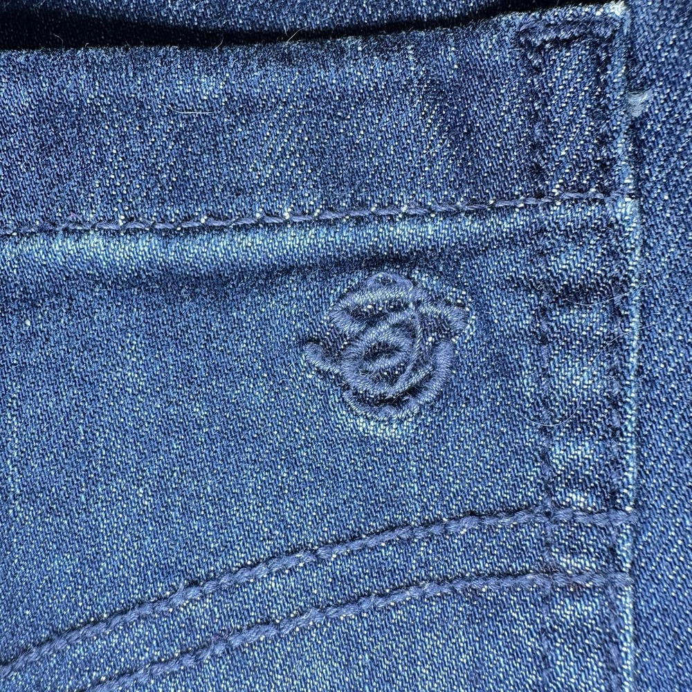 Susan Graver Jeans Women Full Leg Dark Wash Cropped Capri Jeans Fringe Hem 4P - Picture 8 of 13